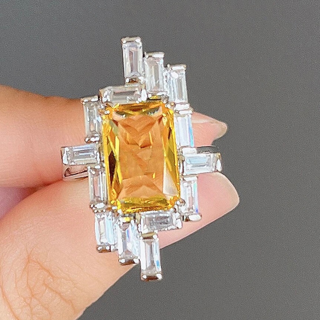4 Ct Simulated Diamond Silver Ring For Women